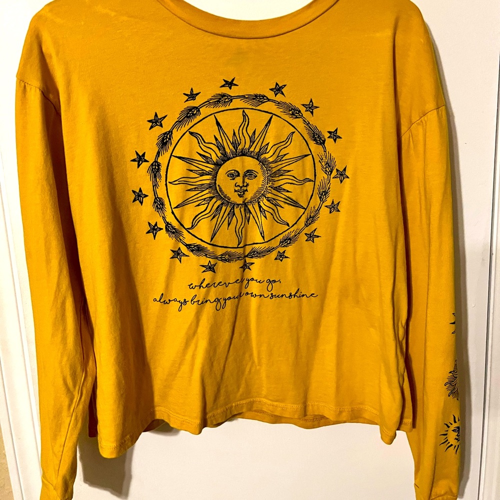 Long sleeve, slightly cropped moon tee